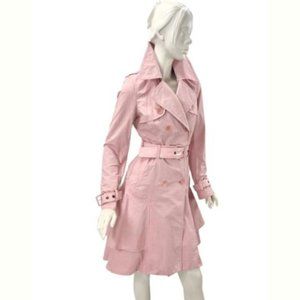 Vintage Jean Paul Gaultier Tiered Ruffle Trench Coat Patent Leather Corset Belt